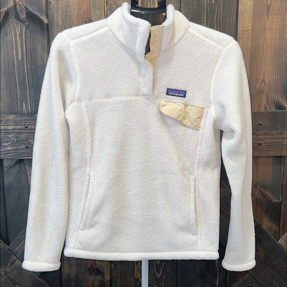 Patagonia Re-Tool Snap-T Pullover Size S Fleece Sweater Raw Linen Ivory Outdoors